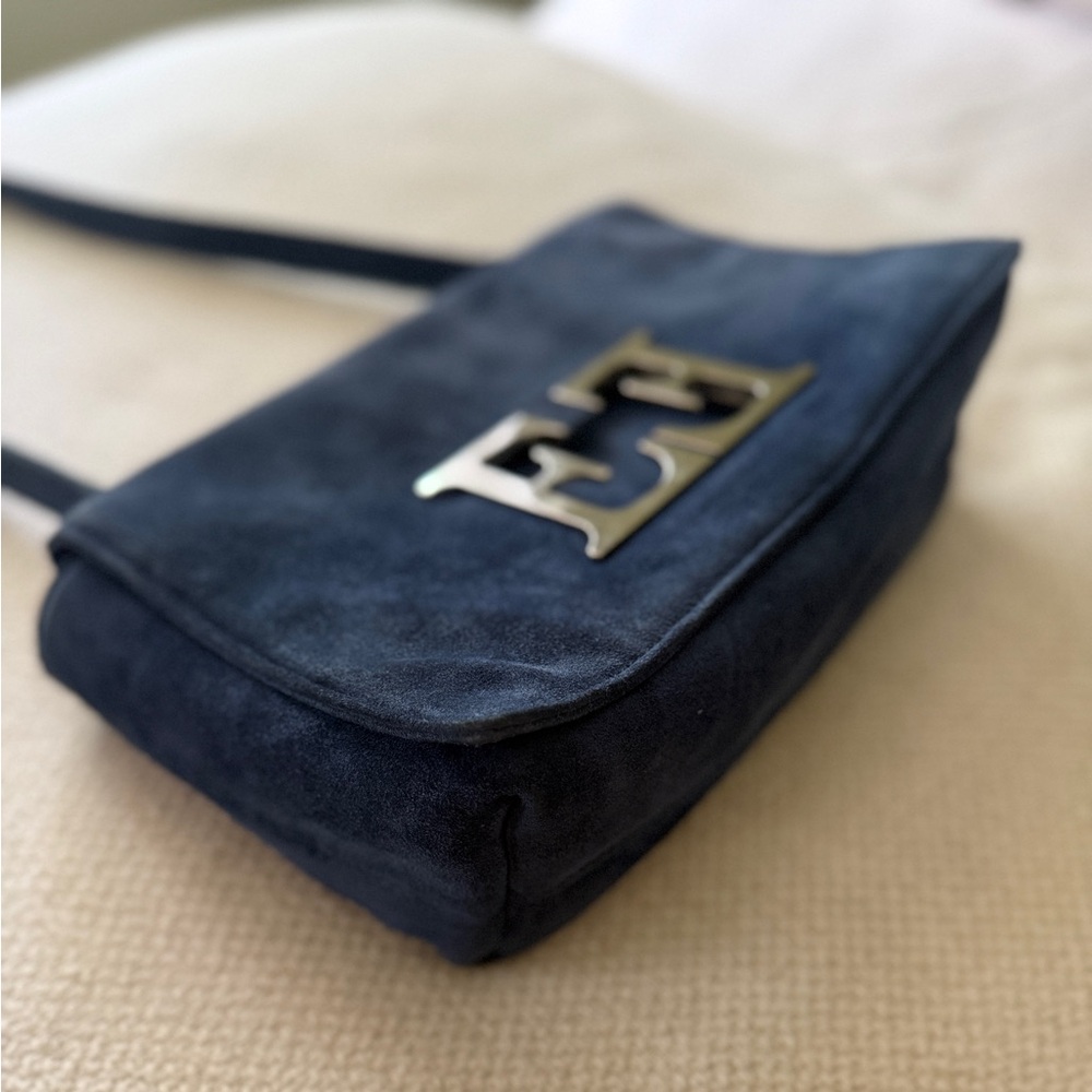 Escada Vintage Navy Suede Shoulder Bag - Picture 5 of 14